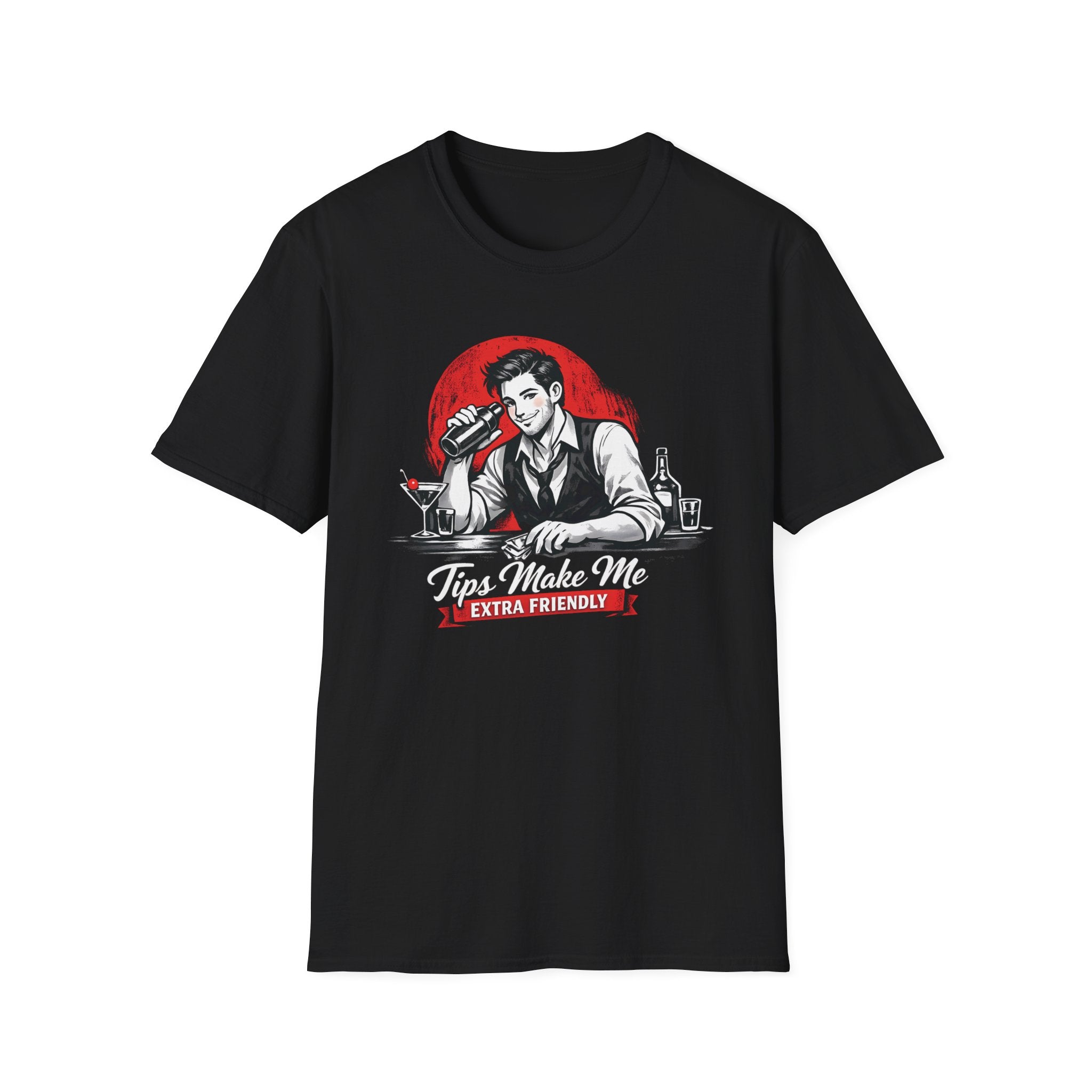 Tips Make Me Extra Friendly (Male Bartender) T-shirt