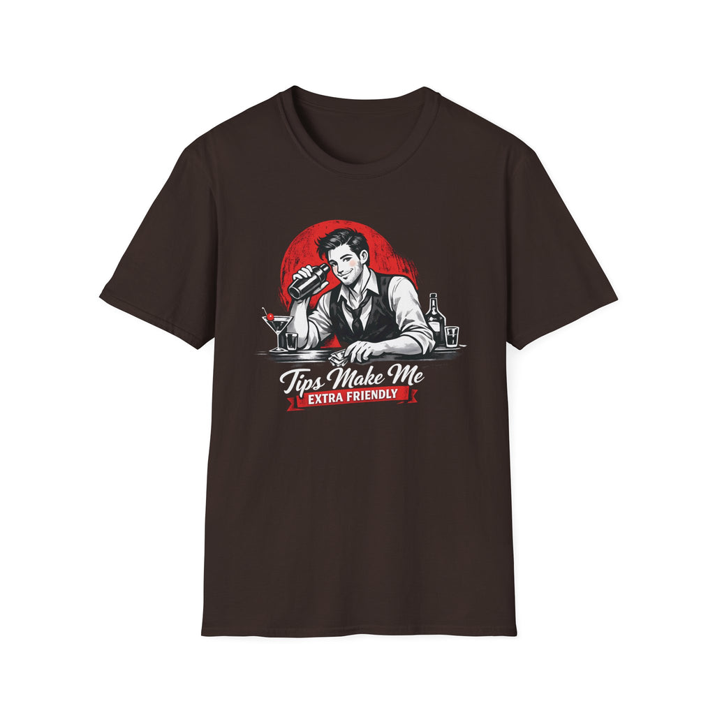 Tips Make Me Extra Friendly (Male Bartender) T-shirt