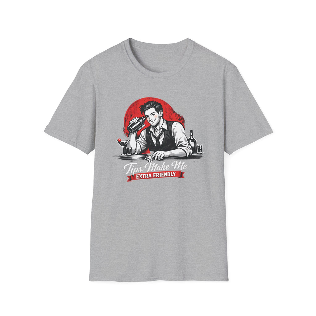 Tips Make Me Extra Friendly (Male Bartender) T-shirt