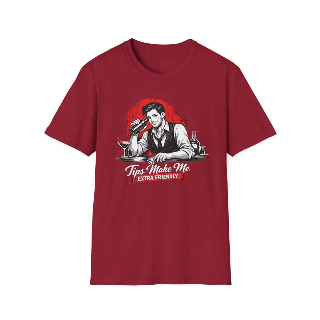Tips Make Me Extra Friendly (Male Bartender) T-shirt