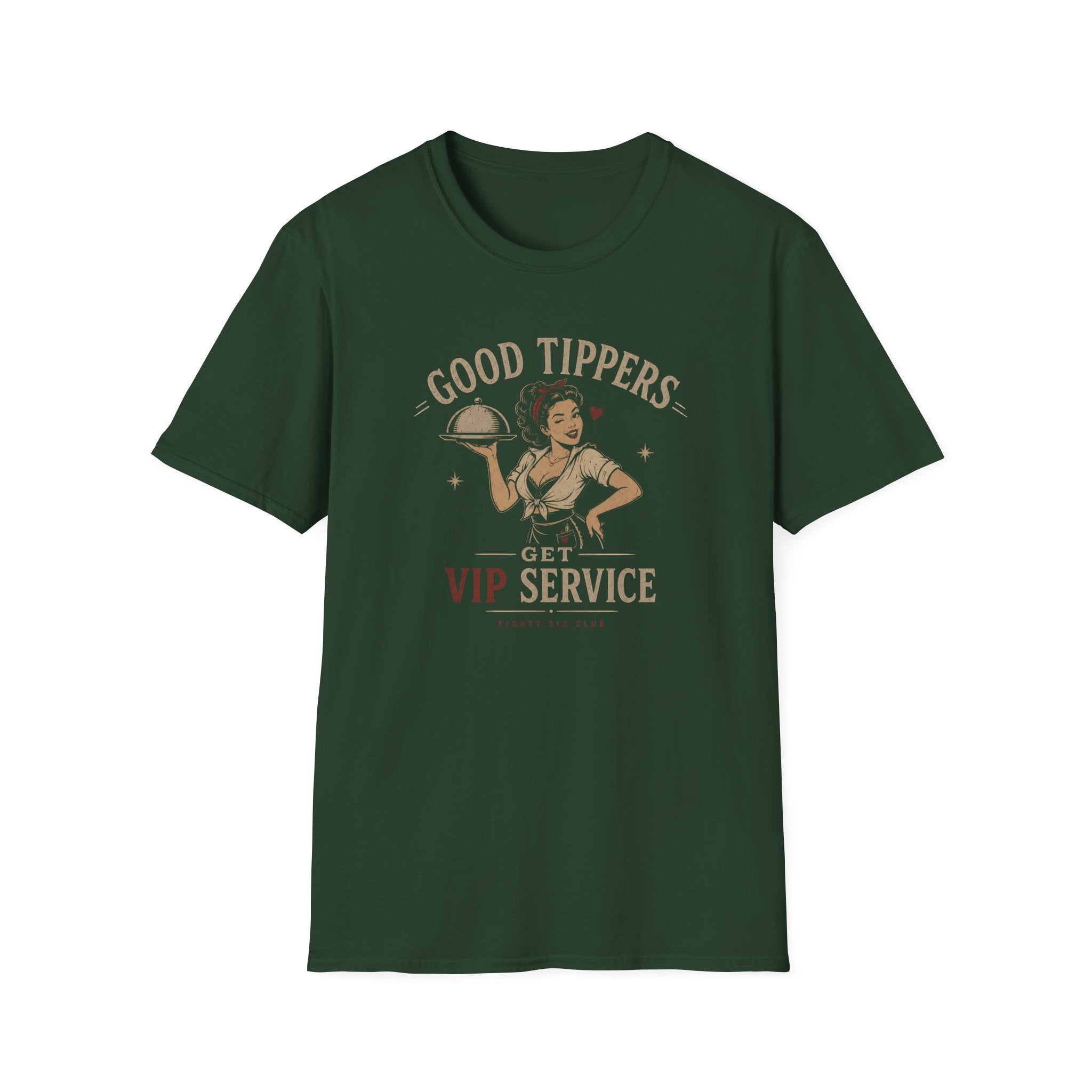 Good Tippers Get VIP Service (Female Server) T-shirt