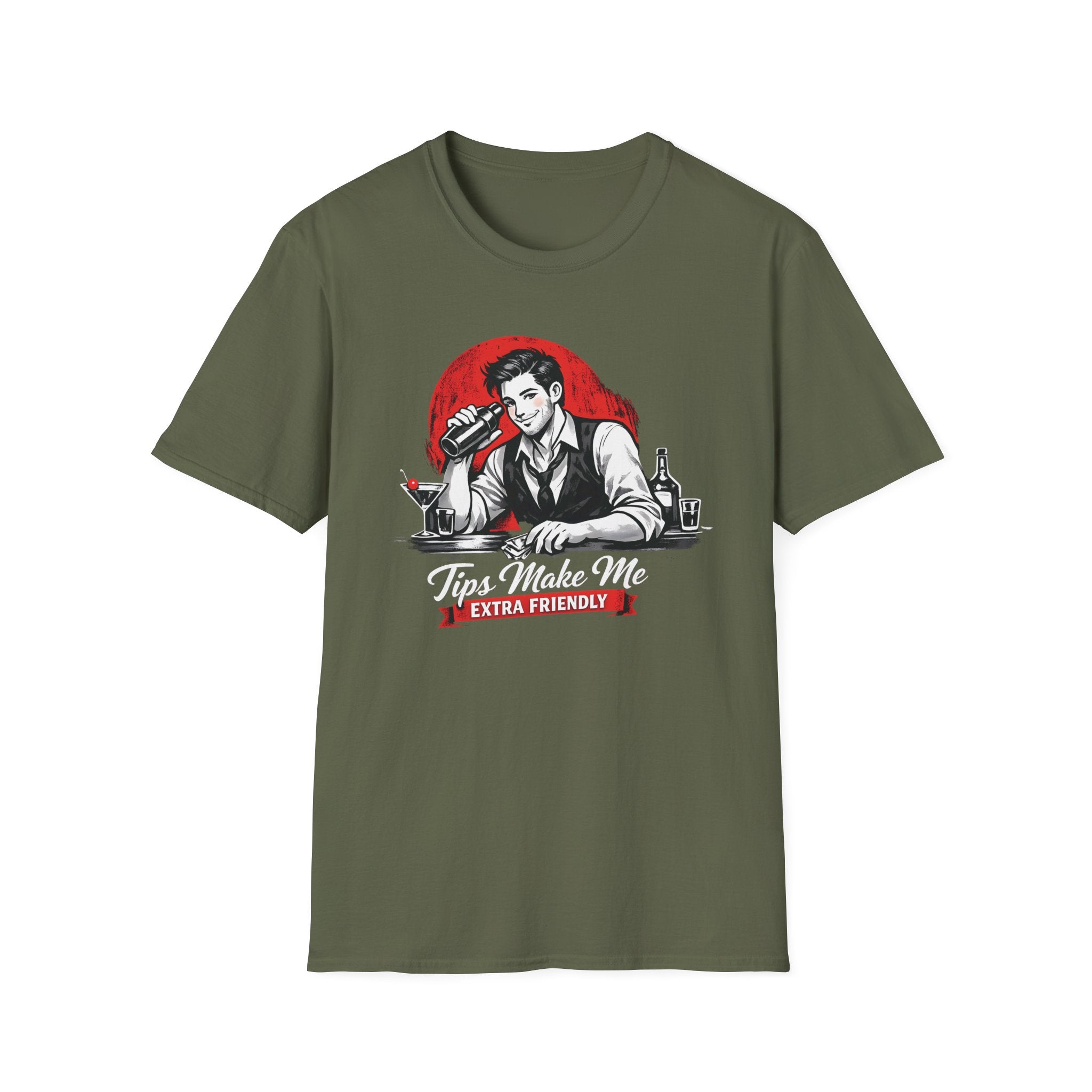 Tips Make Me Extra Friendly (Male Bartender) T-shirt