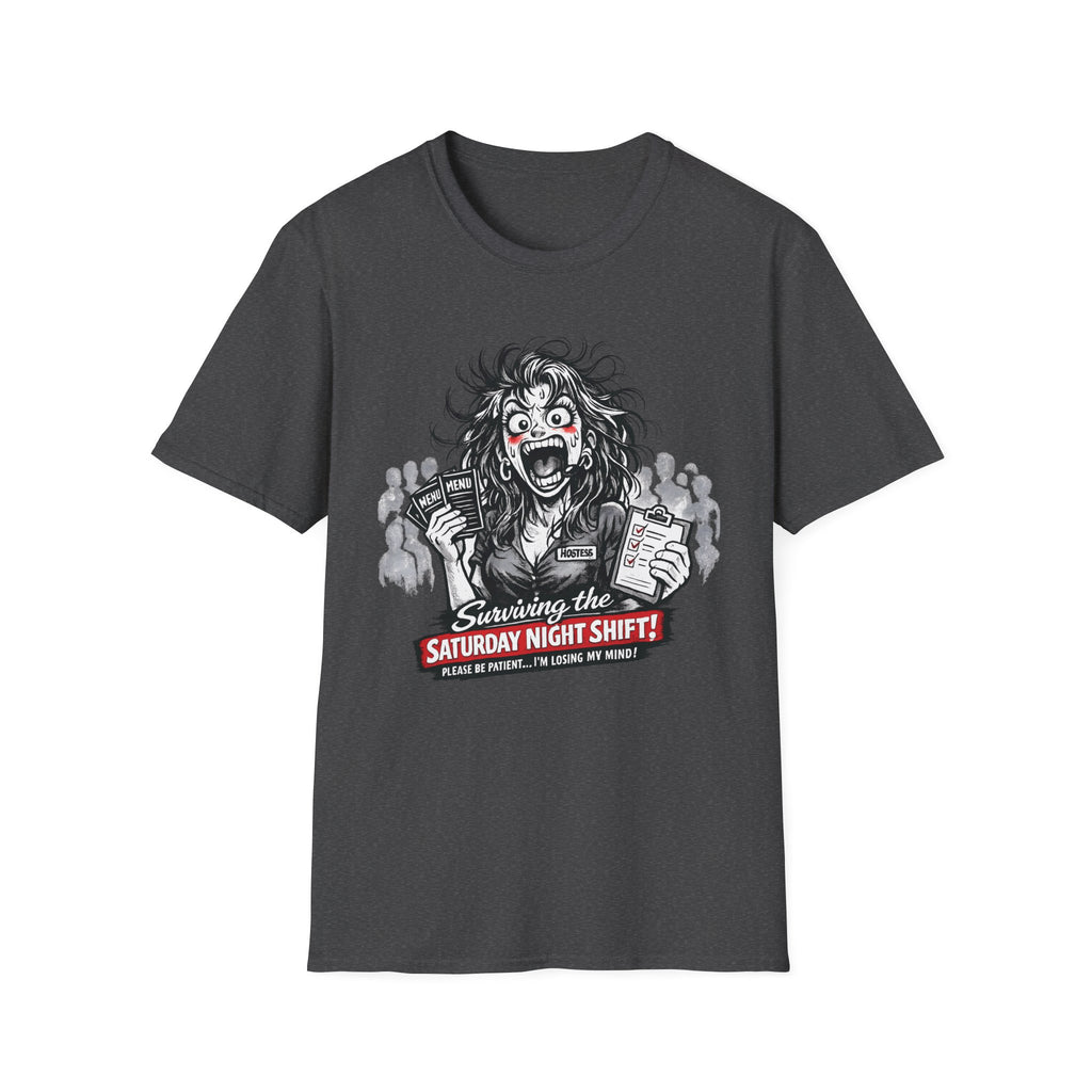 Surviving The Saturday Night Shift (Female Host) T-shirt