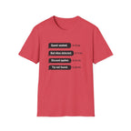 Guest Seated. Bad Vibes Detected. Discount Applied. Tip Not Found. T-shirt