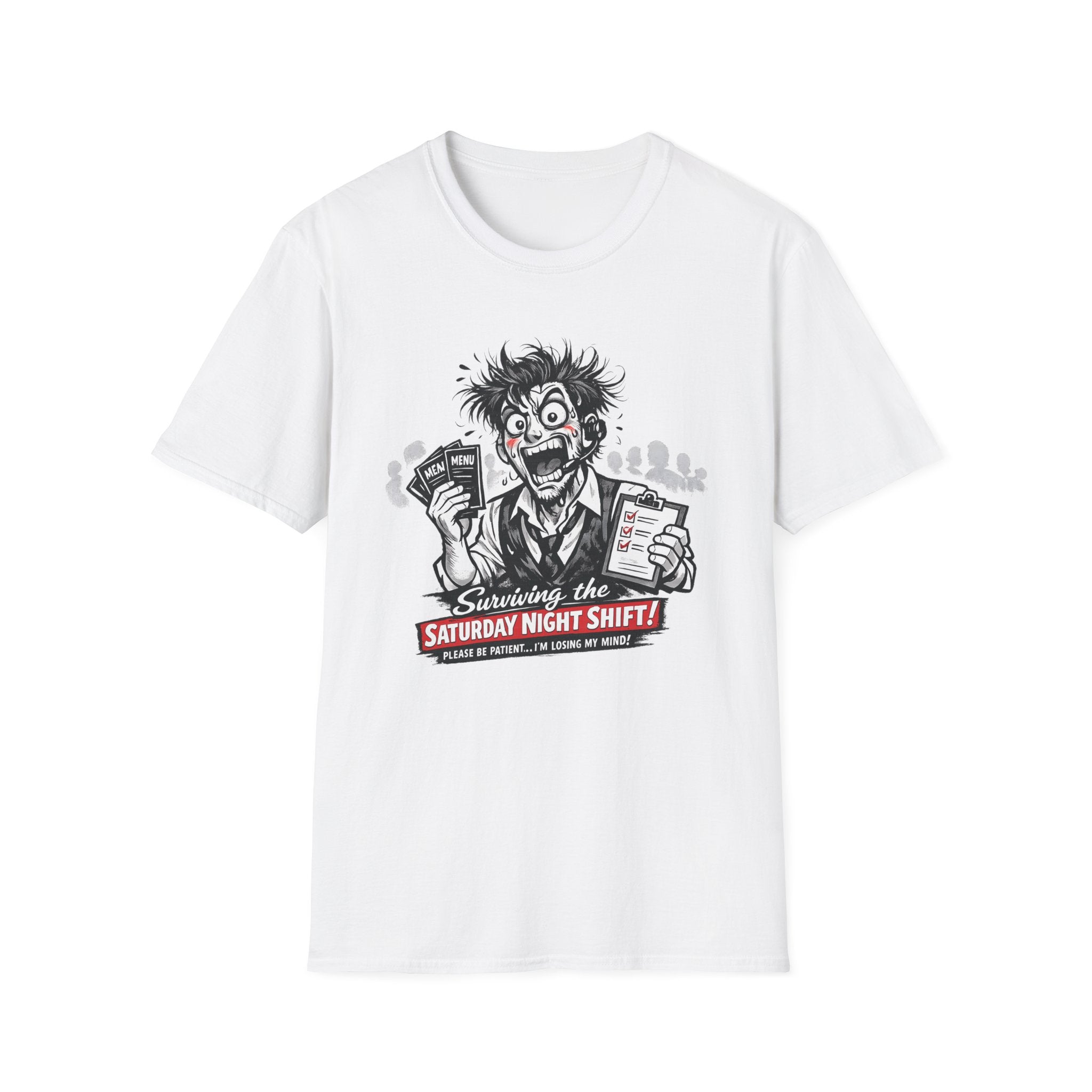 Surviving The Saturday Night Shift (Male Host) T-shirt