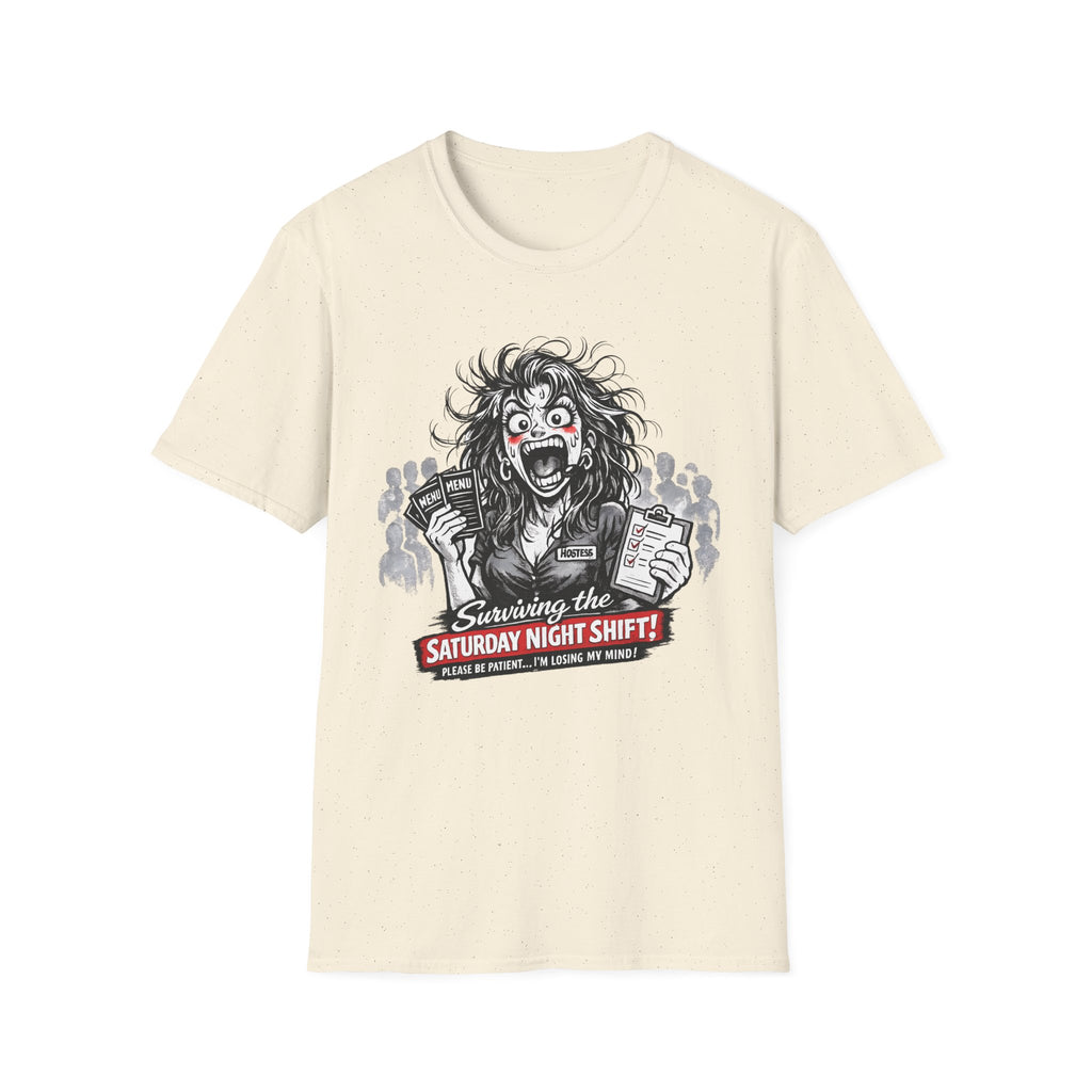 Surviving The Saturday Night Shift (Female Host) T-shirt