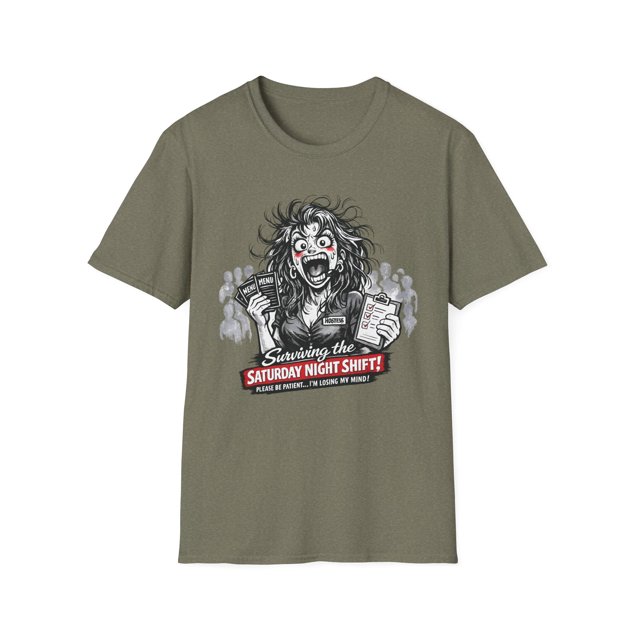 Surviving The Saturday Night Shift (Female Host) T-shirt