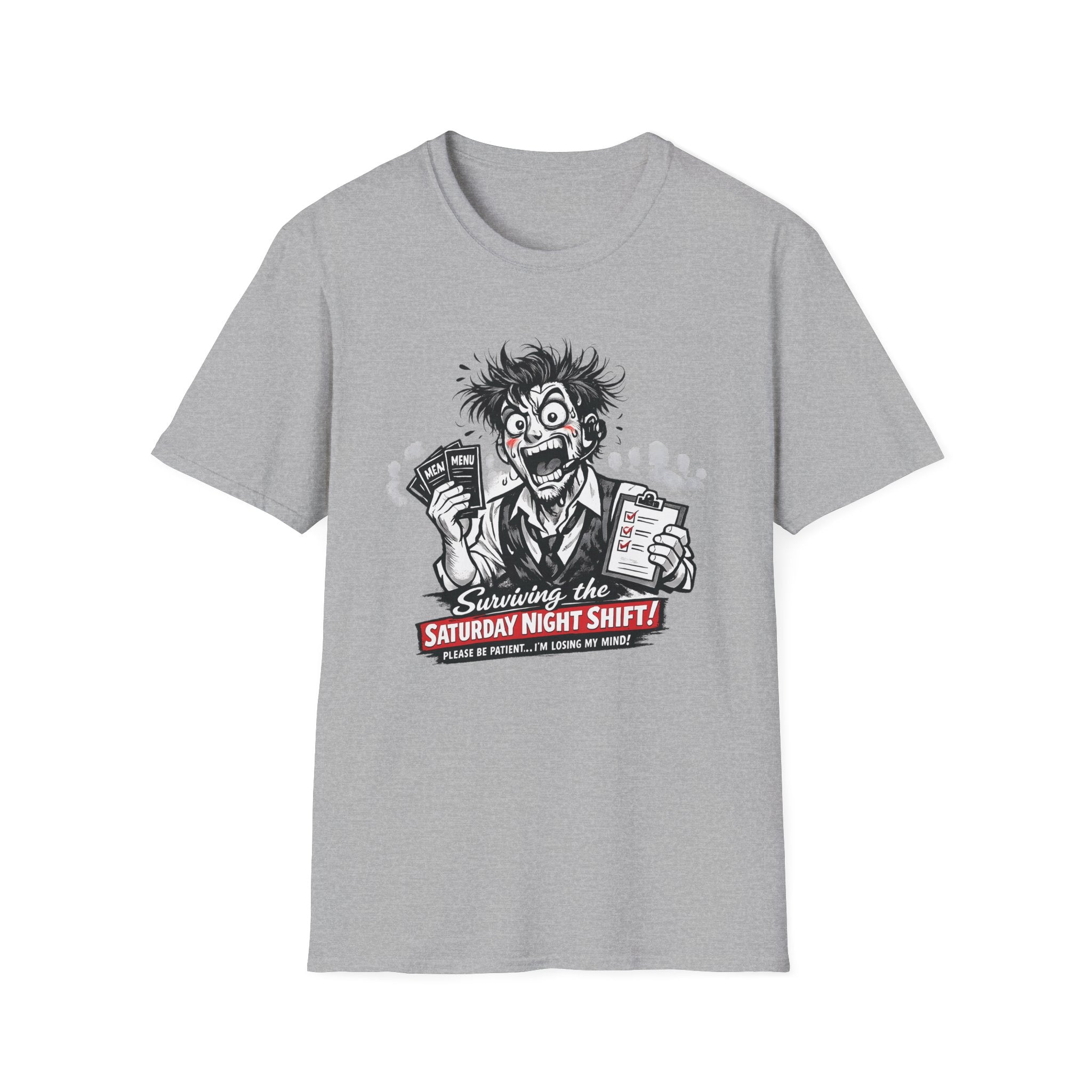 Surviving The Saturday Night Shift (Male Host) T-shirt