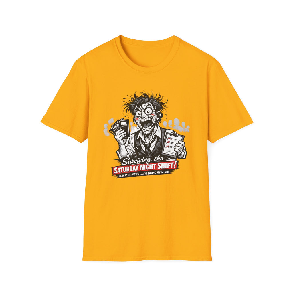 Surviving The Saturday Night Shift (Male Host) T-shirt