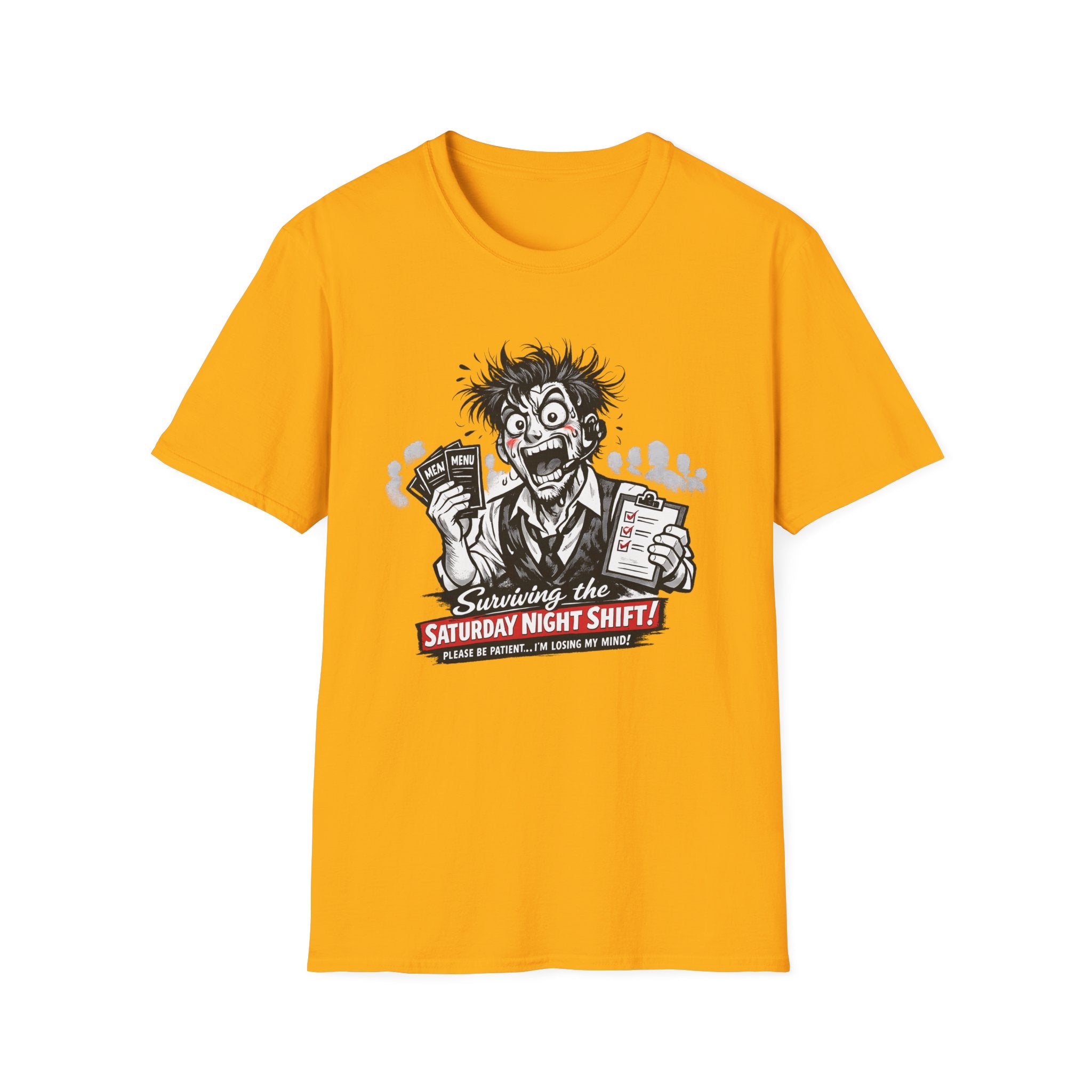 Surviving The Saturday Night Shift (Male Host) T-shirt